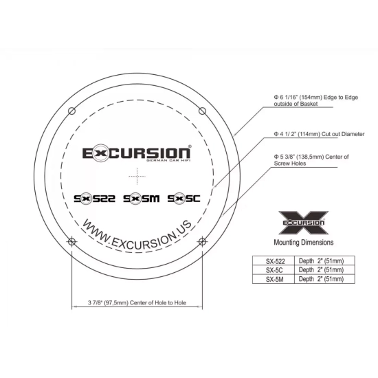 Excursion SX-522 – 2-drożne współosiowe głośniki samochodowe 130 mm (SX v.3)